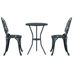 Berkfield Garden Bistro Set 3 Pcs Green Aluminium - thumbnail 6