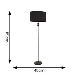 Valuelights Maggie Black Metal Candlestick Floor Lamp With Black Fabric Lamp Shade And Led Bulb - thumbnail 6