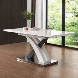 Furniture in Fashion Axara Small Extending Gloss Dining Table In White And Grey - thumbnail 2