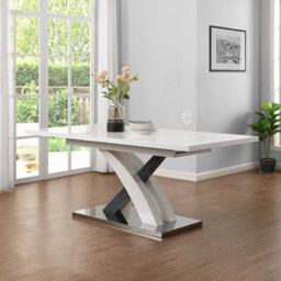 Furniture in Fashion Axara Small Extending Gloss Dining Table In White And Grey