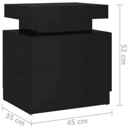 Berkfield Bedside Cabinet High Gloss Black 45X35X52 Cm Engineered Wood - thumbnail 7