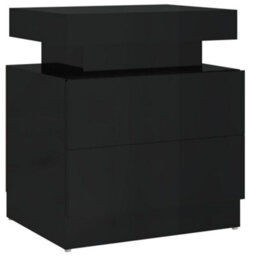 Berkfield Bedside Cabinet High Gloss Black 45X35X52 Cm Engineered Wood - thumbnail 2
