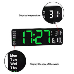 "Led Wall Clock 13"" Large Digital Desk Clock With Calendar Temperature Home Clock" - thumbnail 6