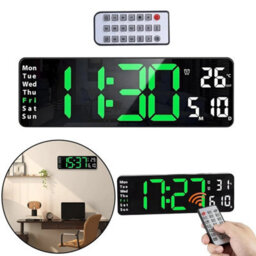 "Led Wall Clock 13"" Large Digital Desk Clock With Calendar Temperature Home Clock"