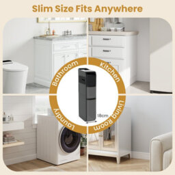 Gainoom 4-Tier Bathroom Storage Cabinet Black 18 Cm Narrow Floor Organizer With 2 Drawers - thumbnail 3