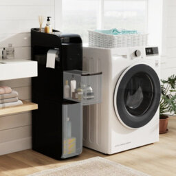 Gainoom 4-Tier Bathroom Storage Cabinet Black 18 Cm Narrow Floor Organizer With 2 Drawers - thumbnail 7