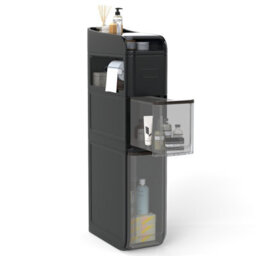 Gainoom 4-Tier Bathroom Storage Cabinet Black 18 Cm Narrow Floor Organizer With 2 Drawers