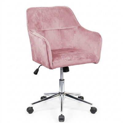 EVRE Pink Velvet Office Chair  Swivel Desk Chair With Wheels & Adjustable Height - image 1