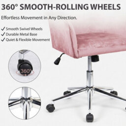 EVRE Pink Velvet Office Chair  Swivel Desk Chair With Wheels & Adjustable Height - thumbnail 4