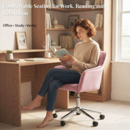 EVRE Pink Velvet Office Chair  Swivel Desk Chair With Wheels & Adjustable Height - thumbnail 7