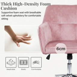 EVRE Pink Velvet Office Chair  Swivel Desk Chair With Wheels & Adjustable Height - thumbnail 5