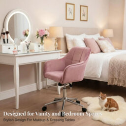 EVRE Pink Velvet Office Chair  Swivel Desk Chair With Wheels & Adjustable Height - thumbnail 6