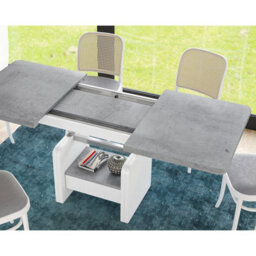 Heze Furniture Lotta 2 In 1 Extending Coffee / Dining Table 120-180Cm - Concrete / White - thumbnail 5