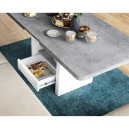 Heze Furniture Lotta 2 In 1 Extending Coffee / Dining Table 120-180Cm - Concrete / White - thumbnail 4