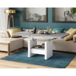 Heze Furniture Lotta 2 In 1 Extending Coffee / Dining Table 120-180Cm - Concrete / White - thumbnail 7