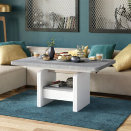 Heze Furniture Lotta 2 In 1 Extending Coffee / Dining Table 120-180Cm - Concrete / White