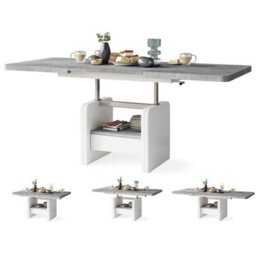 Heze Furniture Lotta 2 In 1 Extending Coffee / Dining Table 120-180Cm - Concrete / White - thumbnail 9