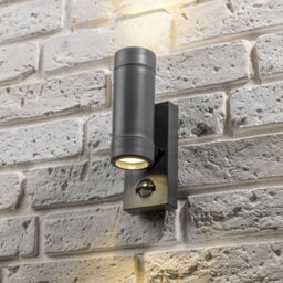 CGC Lighting Cgc Dark Grey Anthracite Up And Down Outdoor Motion Sensor Pir Wall Light Gu10 Outside Garden Patio Garage Ip54 Polycarbonate - thumbnail 1