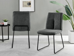 Furniturebox Uk Penrose Black Round Dining Table & 4 Dark Grey Halle Chairs - thumbnail 9