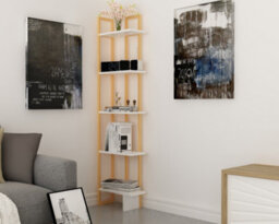 Decorotika Alice Corner Bookcase With Metal Frame - thumbnail 1