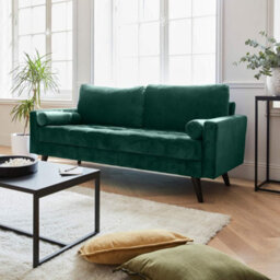 Sweeek. 3-Seater Fabric Sofa With Vintage Style Ivar Dark Green - thumbnail 1