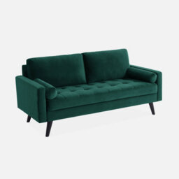 Sweeek. 3-Seater Fabric Sofa With Vintage Style Ivar Dark Green - thumbnail 2