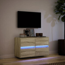 Berkfield Tv Wall Cabinet With Led Lights Sonoma Oak 80X31X45 Cm - thumbnail 5
