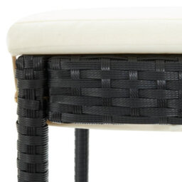 Vidaxl Garden Bar Stools With Cushions 2 Pcs Black Poly Rattan - thumbnail 8