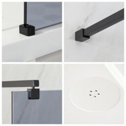 Homestylestore Black Smoked Glass Floating Walk In Frameless Shower Enclosure With White Tray 1400 X 800mm - thumbnail 2