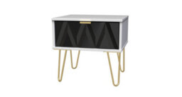Dallas 1 Drawer Bedside In Deep Black & White (Ready Assembled) - thumbnail 3