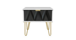 Dallas 1 Drawer Bedside In Deep Black & White (Ready Assembled) - thumbnail 1