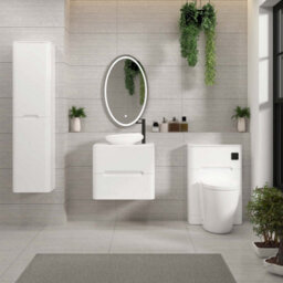 Royal Bathrooms Venice 600mm Gloss White Wall Mounted Bathroom Countertop Vanity Unit 2 Drawer With Nova Basin - thumbnail 4