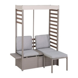 Sunjoy Outdoor 2-Seater Sofa With Footstool Patio Loveseat With Storage And Uv Resistant Canopy - thumbnail 1