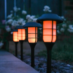 Gardenwize Pack Of 4 Solar Powered Flaming Led Garden Stake Lights Decorative Porch Patio Walkway  Automatic Led - thumbnail 1