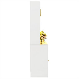 Abrihome Tall Display Cabinet With Adjustable Shelves & Led Lighting, 120X35X167Cm, In White/black - thumbnail 8