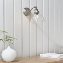 Luminosa Lighting Luminosa Hansen Dome Wall Lamp Brushed Silver Paint, Clear Glass - thumbnail 2
