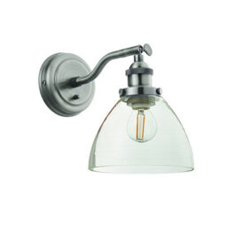 Luminosa Lighting Luminosa Hansen Dome Wall Lamp Brushed Silver Paint, Clear Glass - thumbnail 6