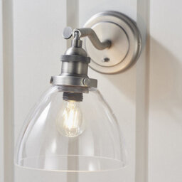 Luminosa Lighting Luminosa Hansen Dome Wall Lamp Brushed Silver Paint, Clear Glass - thumbnail 5