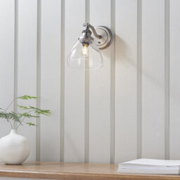 Luminosa Lighting Luminosa Hansen Dome Wall Lamp Brushed Silver Paint, Clear Glass - thumbnail 4