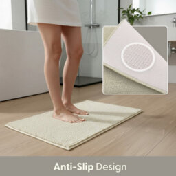 Keplin Non-Slip Microfibre Bath & Toilet Mat 40Cm X 60Cm, Cream - thumbnail 4