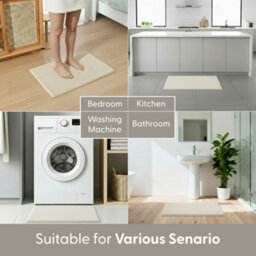 Keplin Non-Slip Microfibre Bath & Toilet Mat 40Cm X 60Cm, Cream - thumbnail 6