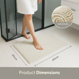 Keplin Non-Slip Microfibre Bath & Toilet Mat 40Cm X 60Cm, Cream - thumbnail 2