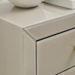 Furniturebox Uk Lexi Small Slimline Taupe 3 Drawer Mirrored Bedside Table - thumbnail 5