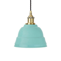 Duck Egg Blue Lincoln Painted Dome Pendant Light With Antique Brass Lamp Holder And Black Twisted Cable - Se Home