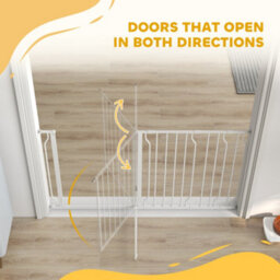 Pawhut Dog Gate Wide Stair Gate W/ Door Pressure Fit, 75-145W Cm, White - thumbnail 8