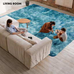 Ameha Large 160X230 Cm Soft Fluffy Tye Dye Teal Area Rugs For Kids Room Non Shedding High Pile Carpet For Lounge Non Slip Nursery Rug - thumbnail 2