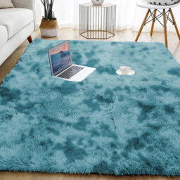 Ameha Large 160X230 Cm Soft Fluffy Tye Dye Teal Area Rugs For Kids Room Non Shedding High Pile Carpet For Lounge Non Slip Nursery Rug - thumbnail 9