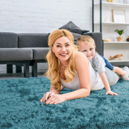 Ameha Large 160X230 Cm Soft Fluffy Tye Dye Teal Area Rugs For Kids Room Non Shedding High Pile Carpet For Lounge Non Slip Nursery Rug - thumbnail 8