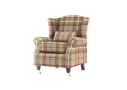 Wing Chair Original Fireside High Back Armchair P And S Balmoral Heather Check Real Fabric - thumbnail 2