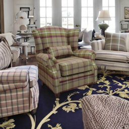Wing Chair Original Fireside High Back Armchair P And S Balmoral Heather Check Real Fabric - thumbnail 3